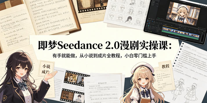 即梦Seedance 2.0漫剧实操课：有手就能做，从小说到成片全教程，小白零门槛上手-雨航网
