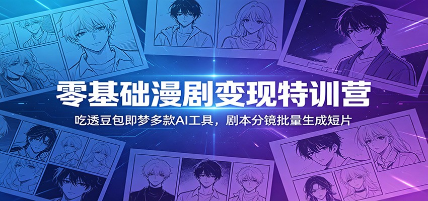 零基础漫剧变现特训营：玩转豆包即梦多款AI工具，剧本分镜批量生成短片-雨航网