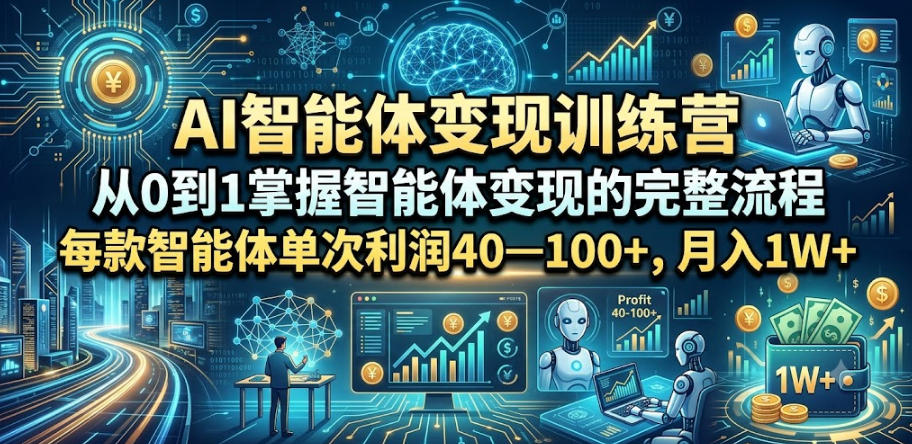 AI智能体变现训练营，从0到1掌握智能体变现的完整流程，每款智能体单次利润40—100+，月入1W+-雨航网