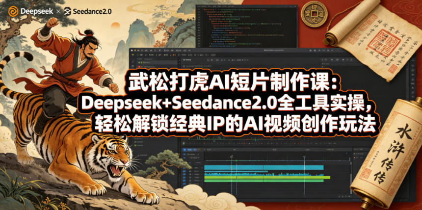 武松打虎AI短片制作课：Deepseek+Seedance2.0全工具实操，轻松解锁经典IP的AI视频创作玩法-雨航网