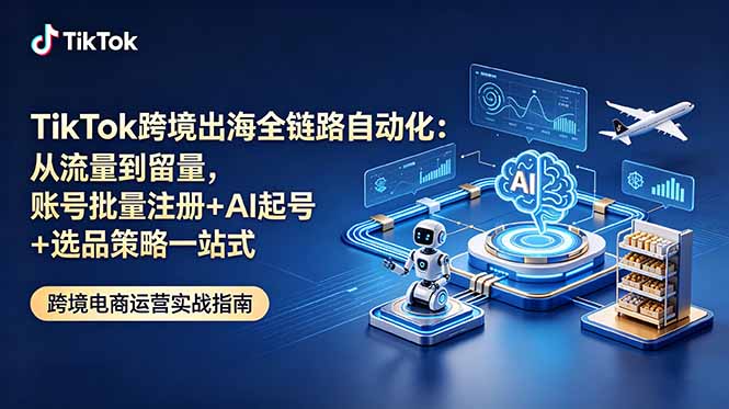 TikTok跨境出海全链路自动化：从流量到留量，账号批量注册+AI起号+选品策略一站式-雨航网