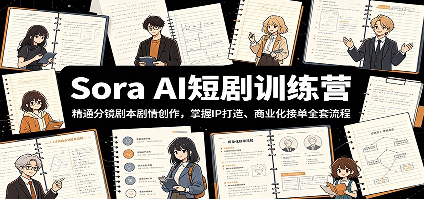 Sora AI短剧训练营：精通分镜剧本剧情创作，掌握IP打造、商业化接单全套流程-雨航网