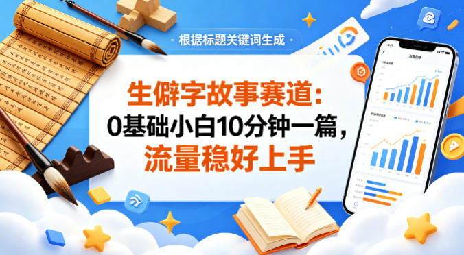 公众号流量主——生僻字故事赛道，流量稳，好上手，0基础小白也能10分钟一篇-雨航网