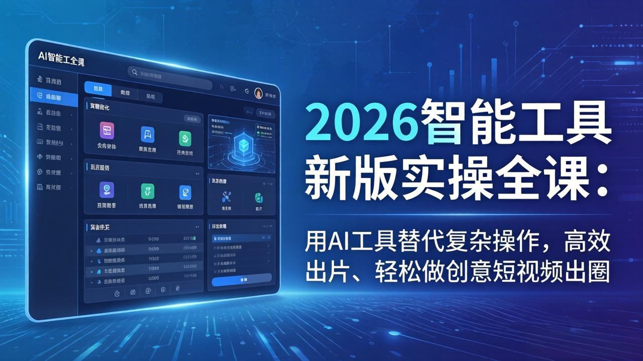 2026智能工具新版实操全课：用AI工具替代复杂操作，高效出片、轻松做创意短视频出圈-雨航网