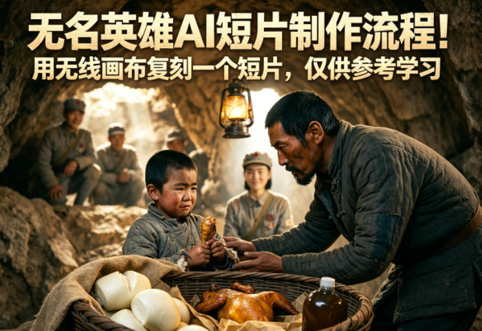 无名英雄AI短片制作流程！用无线画布复刻一个短片，仅供参考学习-雨航网