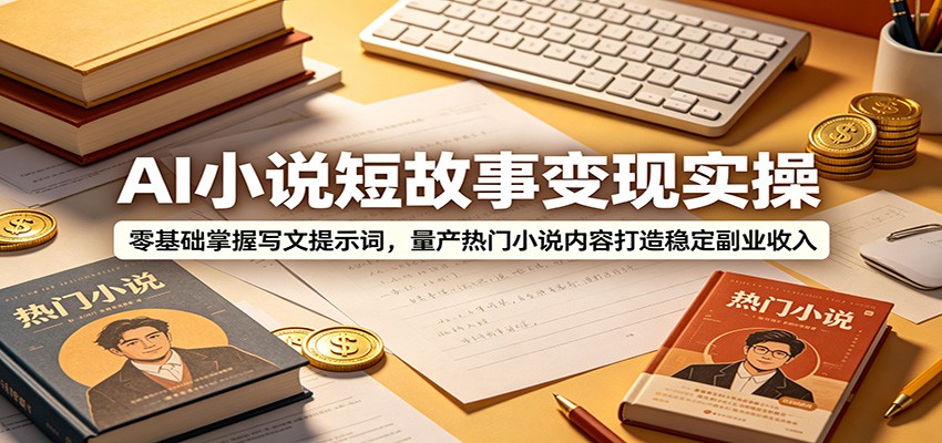 AI小说短故事变现实操：零基础掌握写文提示词，量产热门小说内容打造稳定副业收入-雨航网