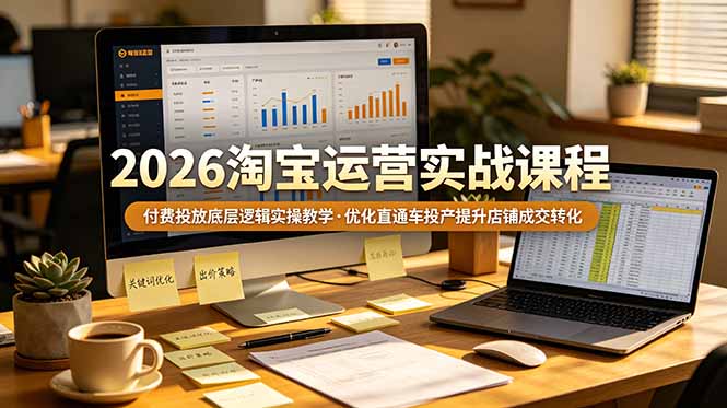 2026 淘宝运营实战课程，付费投放底层逻辑实操教学，优化直通车投产提升店铺成交转化-雨航网