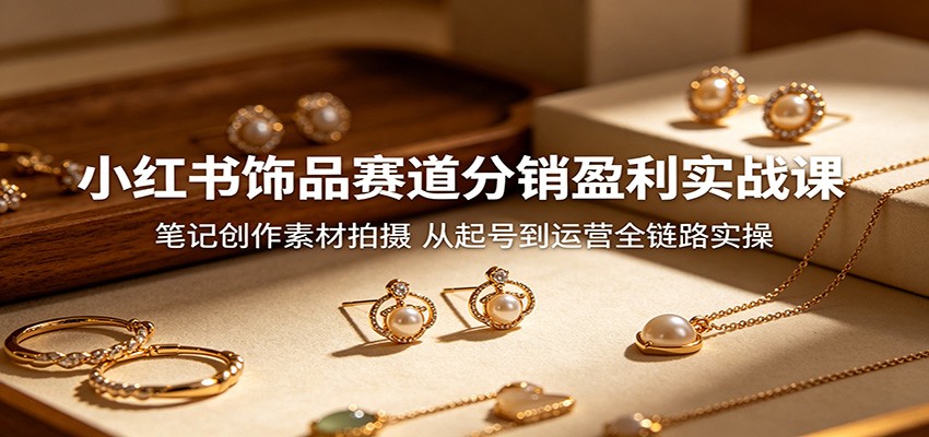 小红书饰品赛道分销盈利实战课：笔记创作素材拍摄，从起号到运营全链路实操-雨航网