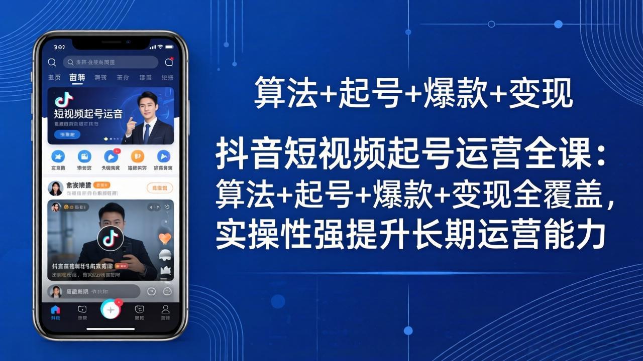 抖音短视频起号运营全课：算法+起号+爆款+变现全覆盖，实操性强提升长期运营能力-雨航网