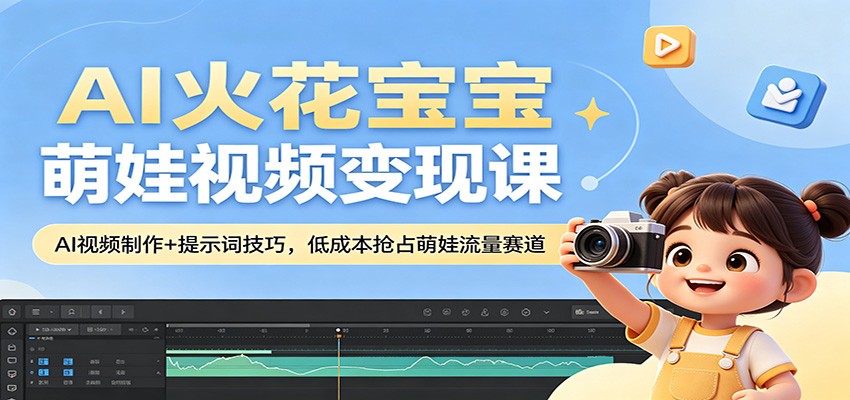 AI火花宝宝萌娃视频变现课：AI视频制作+提示词技巧，低成本抢占萌娃流量赛道-雨航网