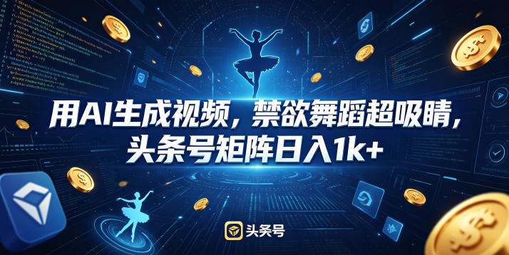 用AI生成视频，禁欲舞蹈超吸睛，头条号矩阵日入1k+-雨航网