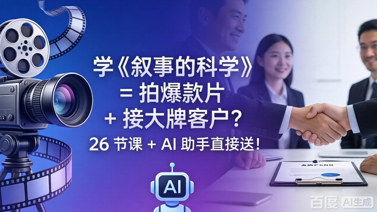 学《叙事的科学》= 拍爆款片 + 接大牌客户？26 节课 + AI 助手直接送！-雨航网