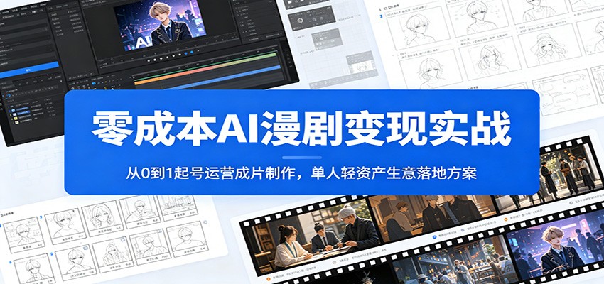 零成本AI漫剧变现实战：从0到1起号运营成片制作，单人轻资产生意落地方案-雨航网