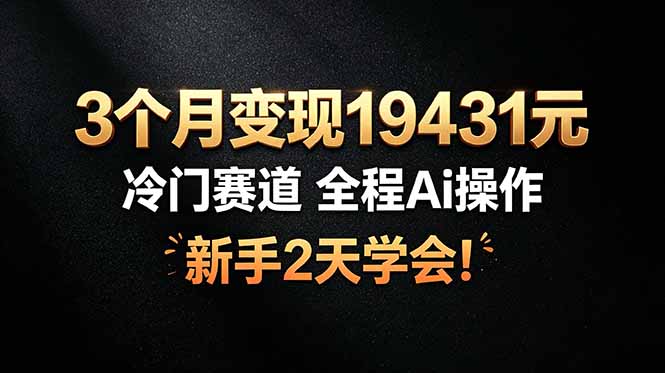 3个月变现19431元，冷门赛道 全程Ai操作，新手2天学会！-雨航网