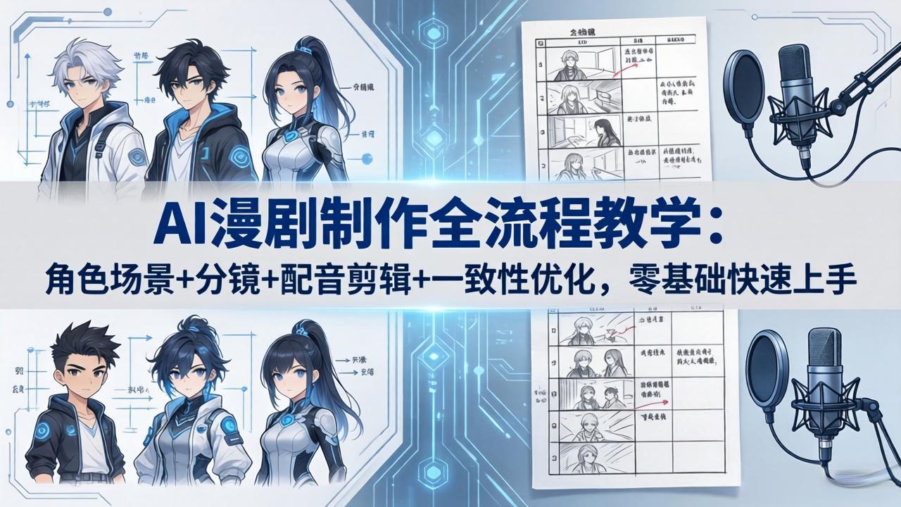 AI漫剧制作全流程教学：角色场景+分镜+配音剪辑+一致性优化，零基础快速上手-雨航网