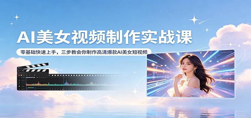 AI美女视频制作实战课：零基础快速上手，三步教会你制作高清爆款AI美女短视频-雨航网