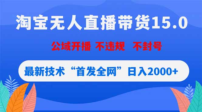 淘宝无人直播带货15.0，不封号，不违规，公域玩法，首发全网日入2000+-雨航网
