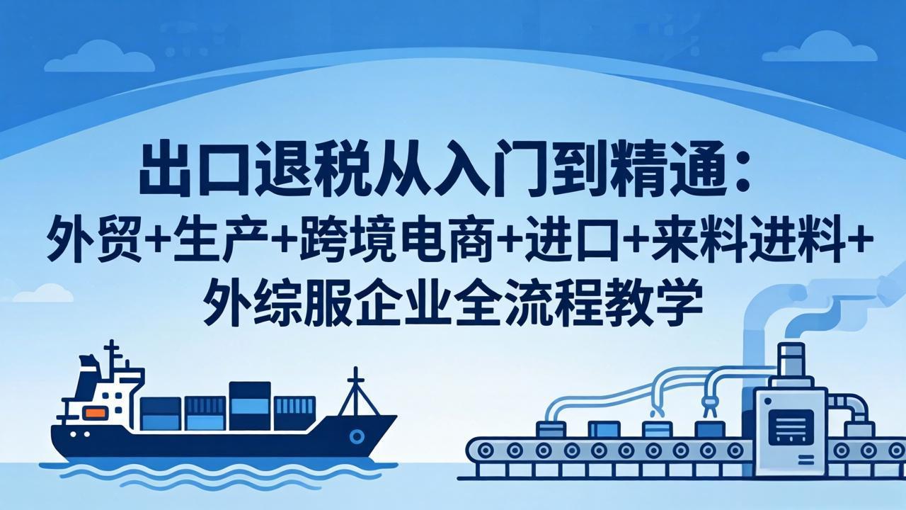 出口退税从入门到精通：外贸+生产+跨境电商+进口+来料进料+外综服企业全流程教学-雨航网