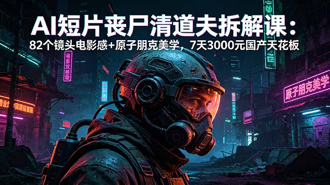 AI短片《丧尸清道夫》拆解课:82个镜头电影感+原子朋克美学,7天3000元国产天花板-雨航网