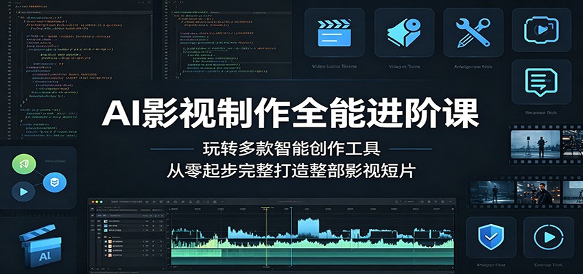 AI影视制作全能进阶课：玩转多款智能创作工具，从零起步完整打造整部影视短片-雨航网
