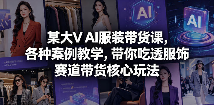 某大V AI服装带货课，各种案例教学，带你吃透服饰赛道带货核心玩法-雨航网