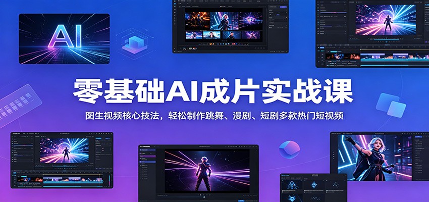 零基础AI成片实战课：图生视频核心技法，轻松制作跳舞、漫剧、短剧多款热门短视频-雨航网