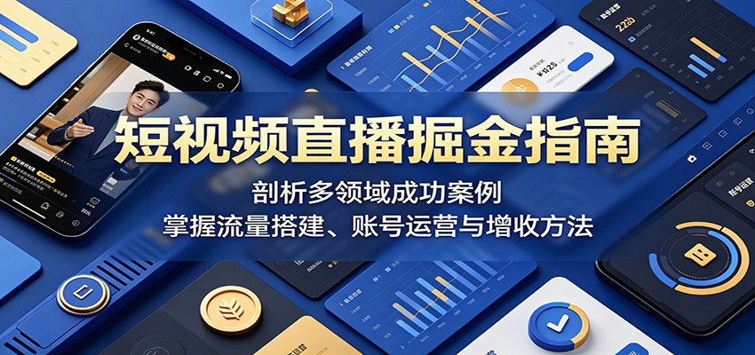 短视频直播掘金指南：剖析多领域成功案例，掌握流量搭建、账号运营与增收方法-雨航网