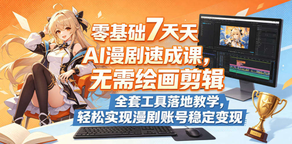 零基础7天AI漫剧速成课,无需绘画剪辑,全套工具落地教学,轻松实现漫剧账号稳定变现-雨航网