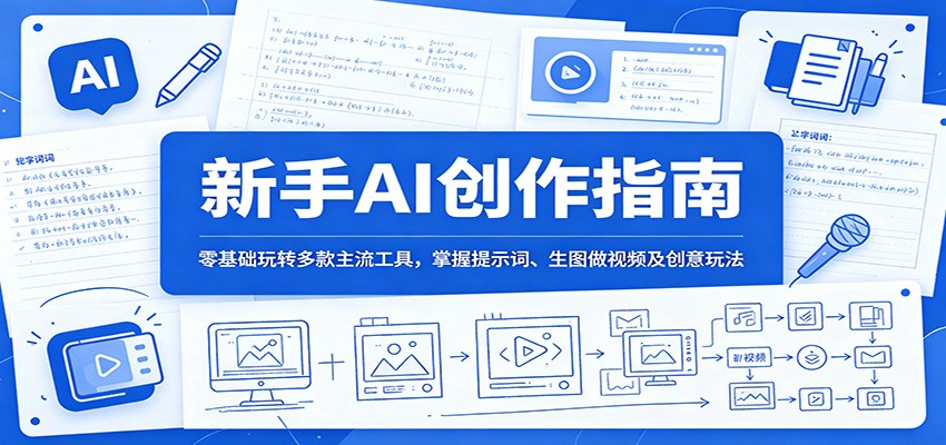 新手AI创作指南：零基础玩转多款主流工具，掌握提示词、生图做视频及创意玩法-雨航网