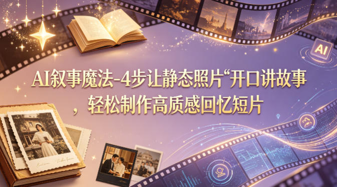 AI叙事魔法-4步让静态照片“开口讲故事”，轻松制作高质感回忆短片-雨航网