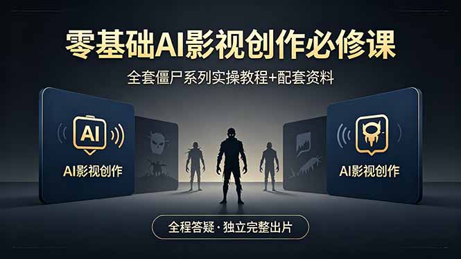 零基础AI影视创作必修课，全套僵尸系列实操教程加配套资料，全程答疑带你独立完整出片-雨航网