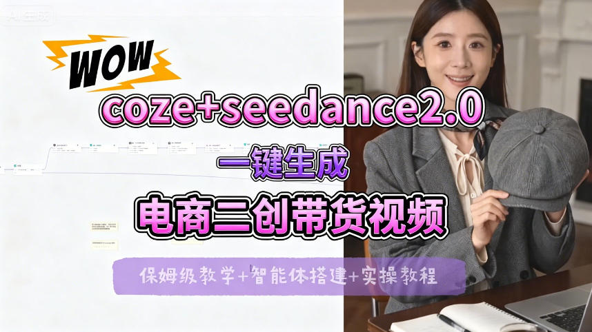 【Coze工作流搭建实操教程】seedance2.0+coze一键生成电商二创带货视频，全流程保姆级教学-雨航网