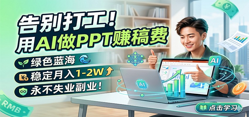 告别打工!用AI做PPT赚稿费,绿色蓝海,稳定月入1-2W,永不失业副业!-雨航网