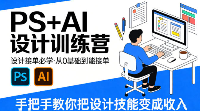 设计接单必学，PS+AI设计训练营，从0基础到能接单，手把手教你把设计技能变成收入-雨航网