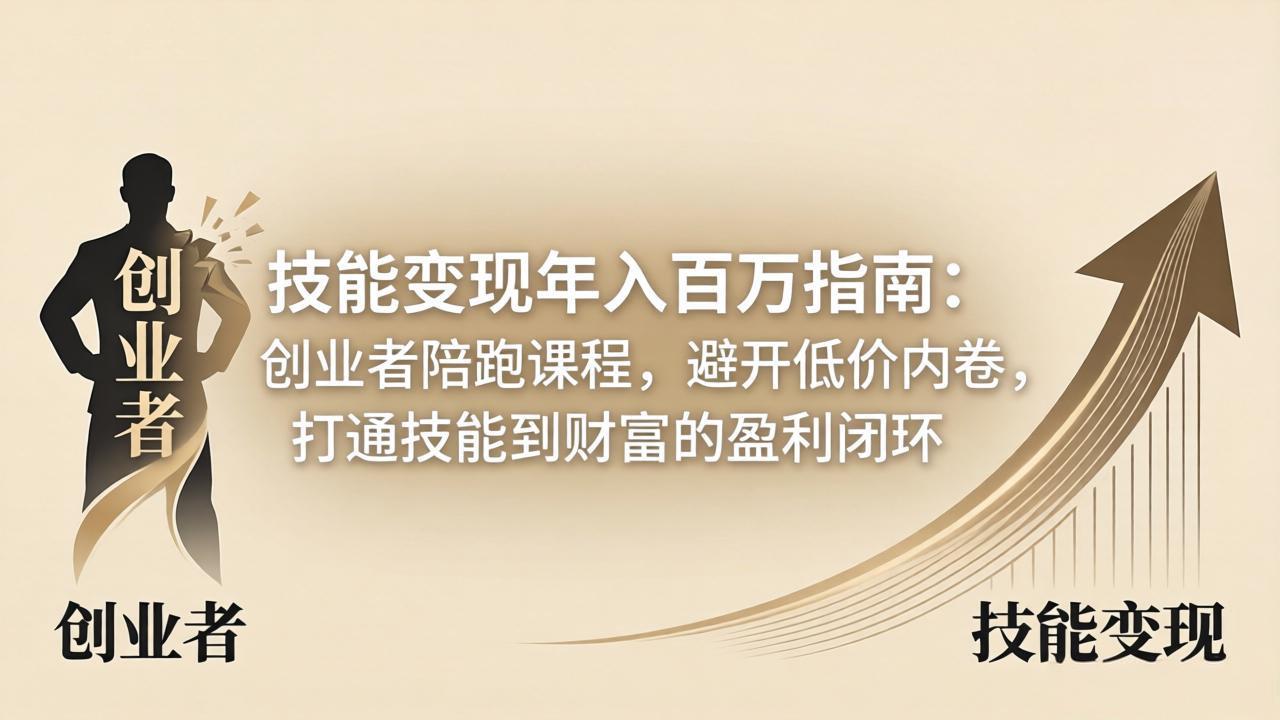 技能变现年入百万指南：创业者陪跑课程，避开低价内卷，打通技能到财富的盈利闭环-雨航网