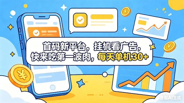 首码新平台,挂G自动看广告,快来吃第一波肉,每天单机30+,可矩阵放大【揭秘】-雨航网