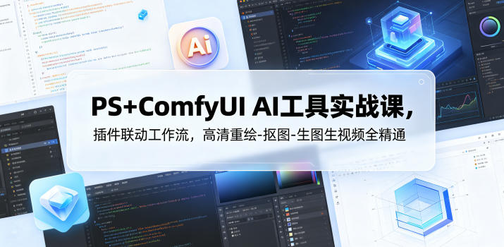PS+ComfyUI AI工具实战课，插件联动工作流，高清重绘-抠图-生图生视频全精通-雨航网