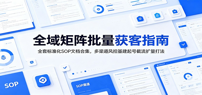 全域矩阵批量获客指南：全套标准化SOP文档合集，多渠道风控基建起号截流扩量打法-雨航网