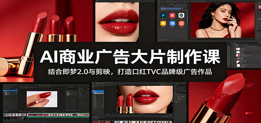 AI商业广告大片制作课:结合即梦2.0与剪映,打造口红TVC品牌级广告作品-雨航网