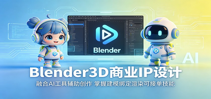 Blender3D商业IP设计：融合AI工具辅助创作，掌握建模绑定渲染可接单技能-雨航网