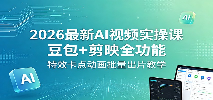 2026最新AI视频实操课：豆包+剪映全功能，特效卡点动画批量出片教学-雨航网