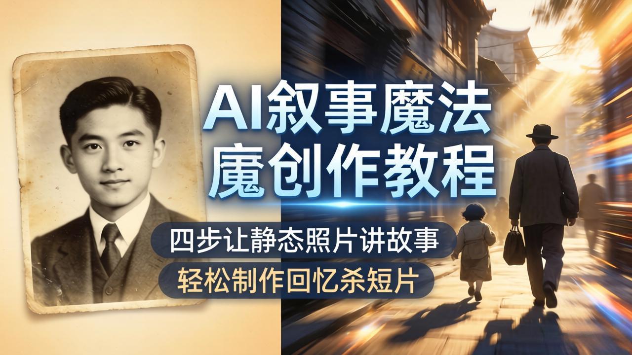 AI叙事魔法创作教程，四步让静态照片讲故事，老照片修复加动态特效，轻松制作回忆杀短片-雨航网