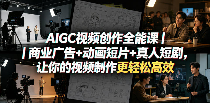 AIGC视频创作全能课｜商业广告+动画短片+真人短剧，让你的视频制作更轻松高效-雨航网