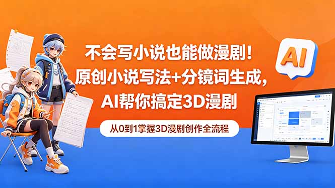 不会写小说也能做漫剧！原创小说写法+分镜词生成，AI帮你搞定3D漫剧-雨航网