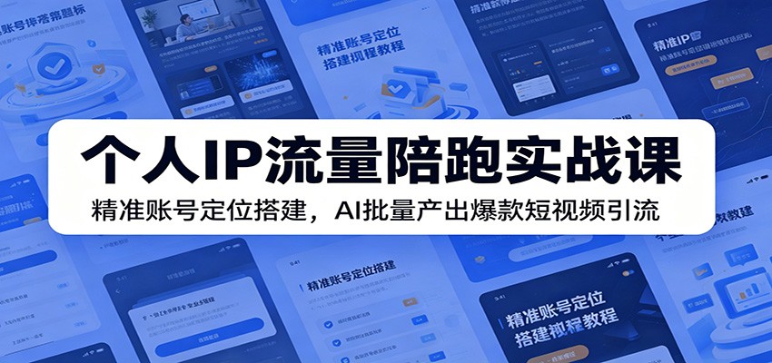 个人IP流量陪跑实战课：精准账号定位搭建，AI批量产出爆款短视频引流-雨航网