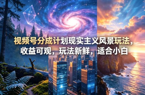 视频号分成计划现实主义风景玩法，收益可观，玩法新鲜，适合小白-雨航网