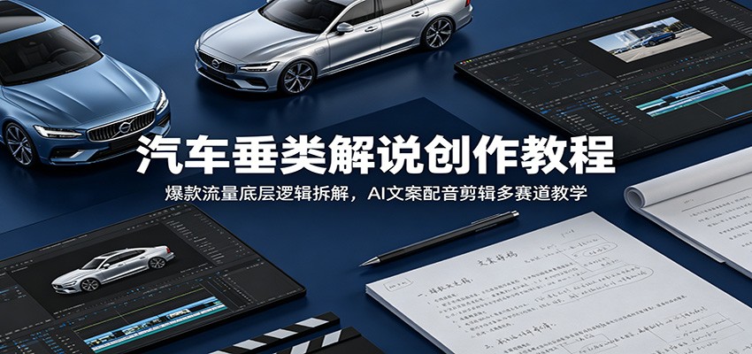 汽车垂类解说创作教程：爆款流量底层逻辑拆解，AI文案配音剪辑多赛道教学-雨航网