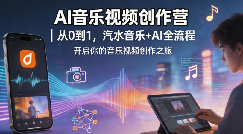 AI音乐视频创作营｜从0到1，汽水音乐+AI全流程，开启你的音乐视频创作之旅-雨航网