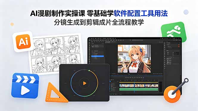AI漫剧制作实操课 零基础学软件配置工具用法 分镜生成到剪辑成片全流程教学-雨航网