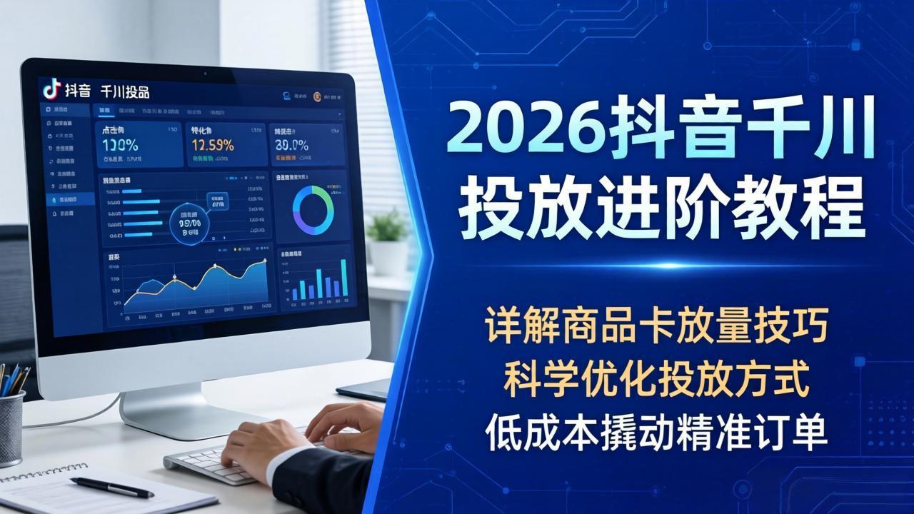 2026抖音千川投放进阶教程，详解商品卡放量技巧，科学优化投放方式，低成本撬动精准订单-雨航网